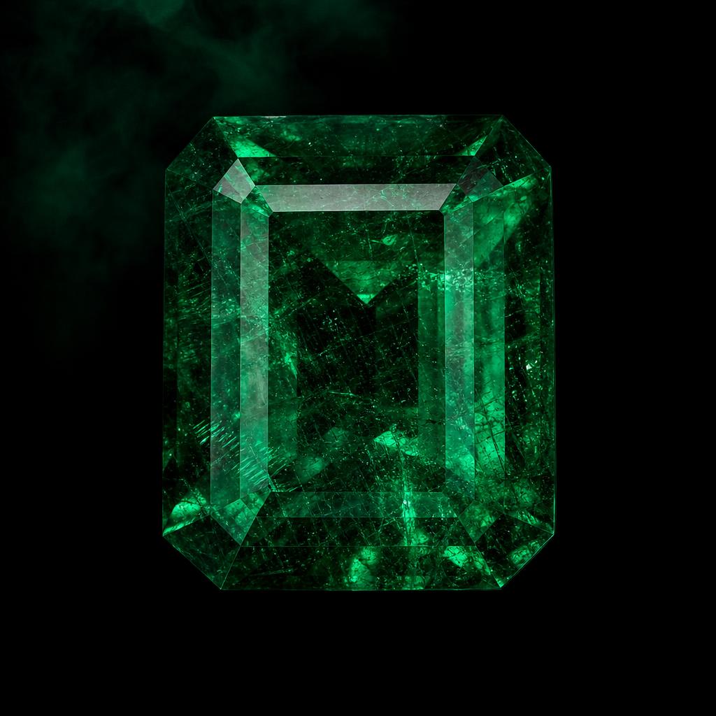 Natural Colombian emerald — cushion cut